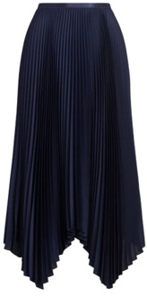 Ralph Lauren Georgette Geplooide Rok met Asymmetrische Zoom Polo Ralph Lauren , Blue , Dames - S,Xs
