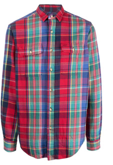 Ralph Lauren Geruite Katoenen Overhemd met Lange Mouwen Ralph Lauren , Red , Heren - 2Xl,M