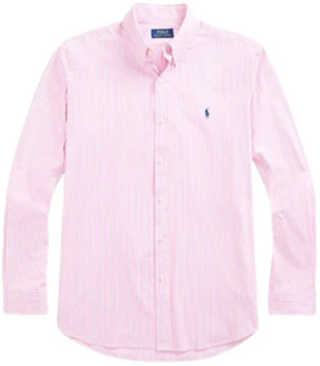 Ralph Lauren Gestreepte Geknoopte Kraag Katoenen Overhemd Ralph Lauren , Pink , Heren - 2Xl,Xl,L