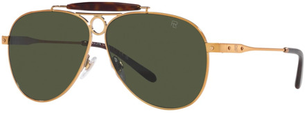 Ralph Lauren Gold/Green Countryman Sunglasses Ralph Lauren , Yellow , Heren - 61 MM
