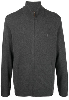 Ralph Lauren Grijze Wol Volledige Rits Sweater Polo Ralph Lauren , Gray , Heren - XL