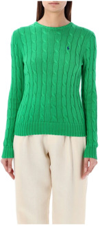 Ralph Lauren Groene Cable-Knit Crewneck Sweater Ralph Lauren , Green , Dames - Xl,L