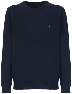 Ralph Lauren Grofgebreide trui met logoborduring Donkerblauw