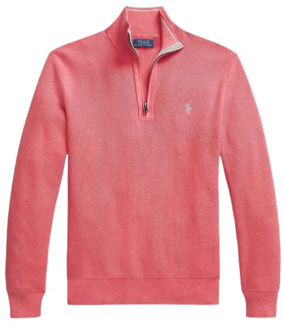 Ralph Lauren Half-Zip Sweater met Honingraatstructuur Polo Ralph Lauren , Red , Heren - Xl,L,M,S