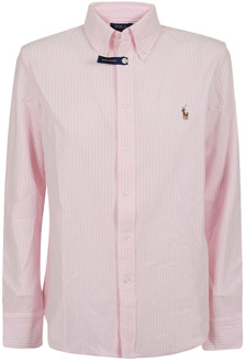 Ralph Lauren Heidi Oxford blouse van jersey met gestreept dessin Lichtroze - S