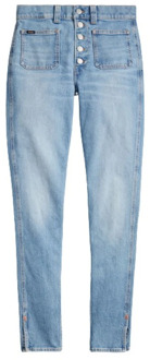 Ralph Lauren Hoge taille knoopsluiting skinny jeans Polo Ralph Lauren , Blue , Dames - W32,W29,W24,W28