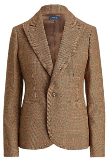 Ralph Lauren Houndstooth Tweed Blazer Polo Ralph Lauren , Brown , Dames - XS