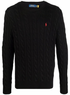 Ralph Lauren Kabelgebreide trui met logoborduring Black - XL