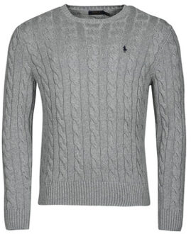 Ralph Lauren Kabelgebreide trui met logoborduring Fawn Grey Heather