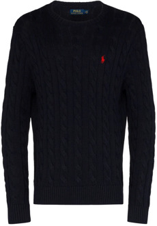 Ralph Lauren Kabelgebreide trui met logoborduring Hunter Navy - XL