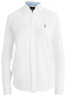 Ralph Lauren Katoen Piqué Oxford Overhemd Polo Ralph Lauren , White , Dames - XL
