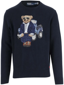 Ralph Lauren Katoenen Crew Neck Polo Bear Sweater Polo Ralph Lauren , Blue , Heren - Xl,L,M