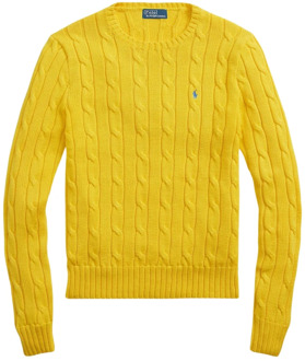 Ralph Lauren Katoenen kabelgebreide trui met ronde hals Polo Ralph Lauren , Yellow , Dames - M,S