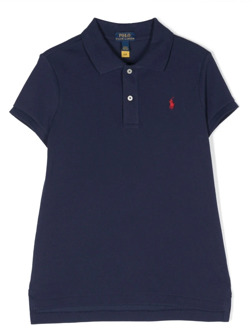 Ralph Lauren Klassieke Blauwe Polo Shirt voor Meisjes Ralph Lauren , Blue , Dames