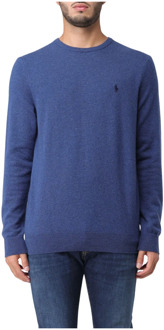 Ralph Lauren Klassieke Gebreide Crewneck Sweater Polo Ralph Lauren , Blue , Heren - 2Xl,M,S