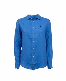 Ralph Lauren Knoop Front Shirt Polo Ralph Lauren , Blue , Dames - Xl,L,M,S,Xs
