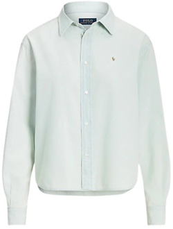 Ralph Lauren Lange Mouw Voorkant Shirt Polo Ralph Lauren , Blue , Dames - Xl,L,M,S,Xs