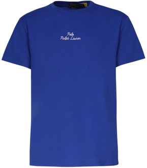 Ralph Lauren Logo Geborduurde Katoenen T-shirts en Polos Polo Ralph Lauren , Blue , Heren - 2XL