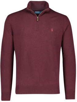 Ralph Lauren Merino Trui met Rits Aged Wine Heather - XXL - Heren