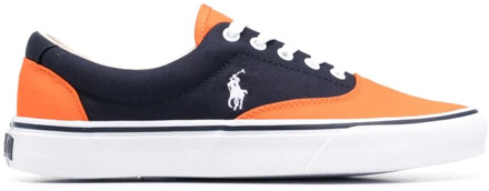 Ralph Lauren Navy/Orange Pony Sneakers Polo Ralph Lauren , Blue , Heren - 40 Eu,41 Eu,45 EU