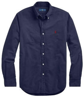 Ralph Lauren Navy Oxford Slim Fit Button-Down Overhemd Polo Ralph Lauren , Blue , Heren - 2Xl,Xl