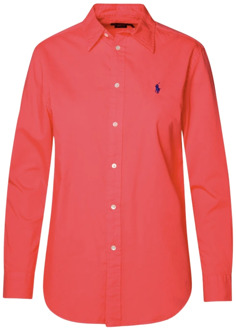 Ralph Lauren Puntkraag Katoenen Overhemd Ralph Lauren , Red , Dames - L,M,S