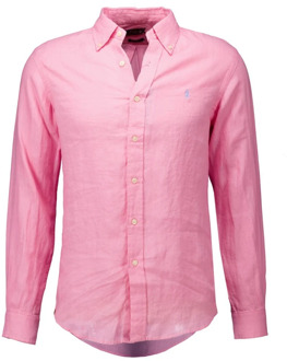 Ralph Lauren Roze Linnen Overhemd Regular Fit Ralph Lauren , Pink , Heren - L,S