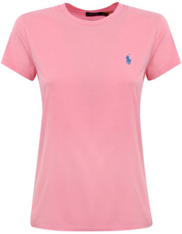 Ralph Lauren Roze Logo Geborduurd Dames T-shirt Ralph Lauren , Pink , Dames - Xl,L,S
