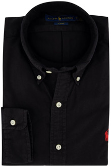 Ralph Lauren Slim fit button down-overhemd van katoen Zwart