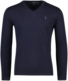 Ralph Lauren Slim fit fijngebreide pullover van Pima katoen Donkerblauw - XXL