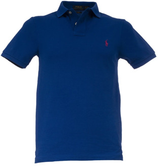 Ralph Lauren Slim-Fit Katoenen Polo Shirt Polo Ralph Lauren , Blue , Heren