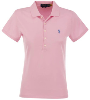 Ralph Lauren Slim Fit Katoenen Polo Shirt Ralph Lauren , Pink , Dames - L,M,Xs,2Xs