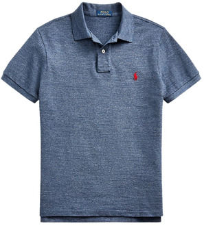 Ralph Lauren Slim fit polo van katoen met logoborduring Staalblauw - XS