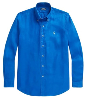 Ralph Lauren Slim Linnen Overhemd Polo Ralph Lauren , Blue , Heren - 2Xl,Xl,L,M,S