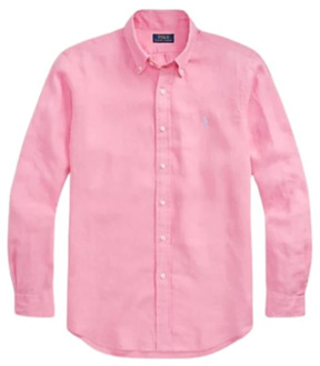 Ralph Lauren Slim Linnen Overhemd Polo Ralph Lauren , Pink , Heren - 2Xl,L,M,S