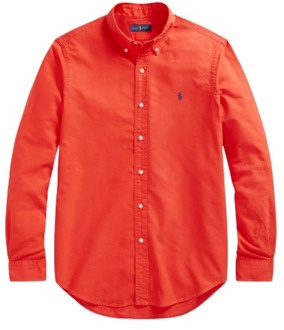 Ralph Lauren Slim Oxford Shirt in Tomaatrood Polo Ralph Lauren , Red , Heren - L,M