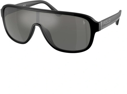 Ralph Lauren Sportieve en casual zonnebril met spiegelende grijze lenzen Ralph Lauren , Black , Unisex - 34 MM