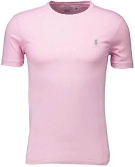 Ralph Lauren Stijlvol Lichtroze T-Shirt met Logo Ralph Lauren , Pink , Heren - Xl,L,M,S