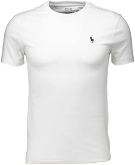 Ralph Lauren Stijlvol Wit T-Shirt met Blauw Logo Ralph Lauren , White , Heren - Xl,L,M,S