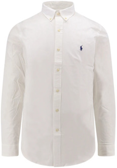 Ralph Lauren Stretch Katoenen Overhemd met Iconisch Logo Borduursel Polo Ralph Lauren , White , Heren - 2Xl,Xl,L,M