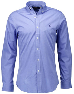 Ralph Lauren Tijdloos Blauw Slim Fit Poplin Stretch Overhemd met Klassieke Kraag Ralph Lauren , Blue , Heren - 2Xl,Xl,L,M