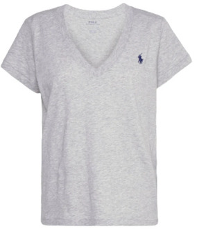 Ralph Lauren V-Hals Polo T-Shirt Polo Ralph Lauren , Gray , Dames - 2XL