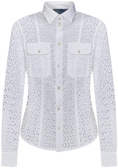 Ralph Lauren Wit Linnen Overhemd met Knoopsluiting Polo Ralph Lauren , White , Dames - S,Xs