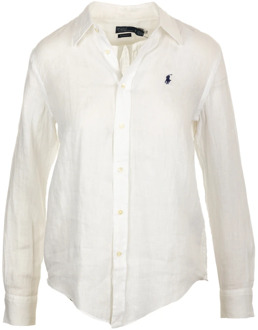 Ralph Lauren Witte Knoopsluiting Lange Mouw Overhemd Ralph Lauren , White , Dames - M,S,Xs