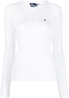 Ralph Lauren Witte Sweaters met Geborduurde Pony Polo Ralph Lauren , White , Dames - 2Xl,Xl,L,M,S,Xs