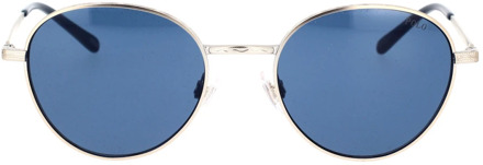 Ralph Lauren Zonnebril met ronde blauwe glazen en zilverkleurig metalen montuur Ralph Lauren , Gray , Unisex - 51 MM