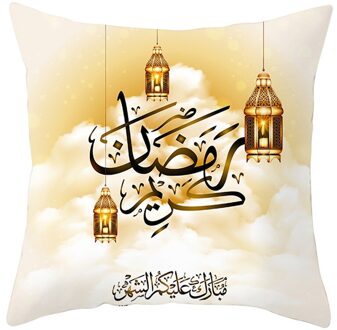 Ramadan Decoraties Thuis Islamitische Eid Mubarak Decor Sofa Sierkussen Gevallen Moslim Moskee Decoratieve Katoen Kussenhoes # W3