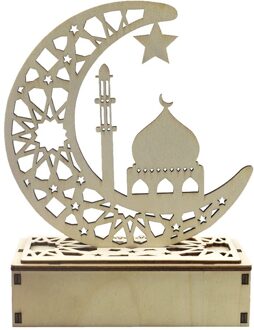 Ramadan Eid Mubarak Decoraties Voor Huis Moon Led Kaarsen Lichten Houten Plaque Opknoping Hanger Islam Moslim Opknoping Hanger