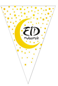 Ramadan - Eid Mubarak - vlaggenlijn/slinger wit/goud 5 meter - Vlaggenlijnen Multikleur