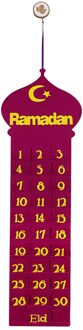 Ramadan Mubarak 30 Dagen Advent Kalender Opknoping Vilt Countdown Kalender Voor Kinderen Ramadan Decoraties Levert # T2G rood